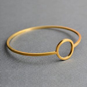 22 kt real solid yellow gold full moon circle bangle bracelet