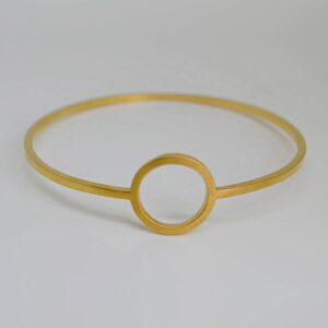22 kt real solid yellow gold full moon circle bangle bracelet
