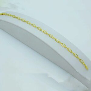 18 k hallmark real solid yellow gold oval link chain men's bracelet