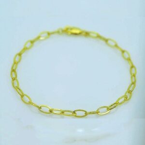 18 k hallmark real solid yellow gold oval link chain men's bracelet