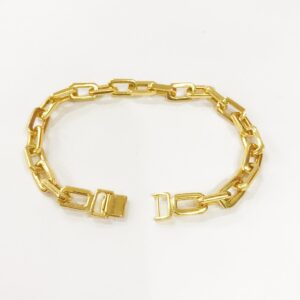 18 kt real solid yellow gold box link chain men's bracelet 7.5 mm