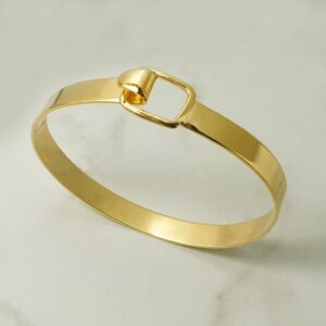 18 k hallmark real solid yellow gold women & men's bangle bracelet