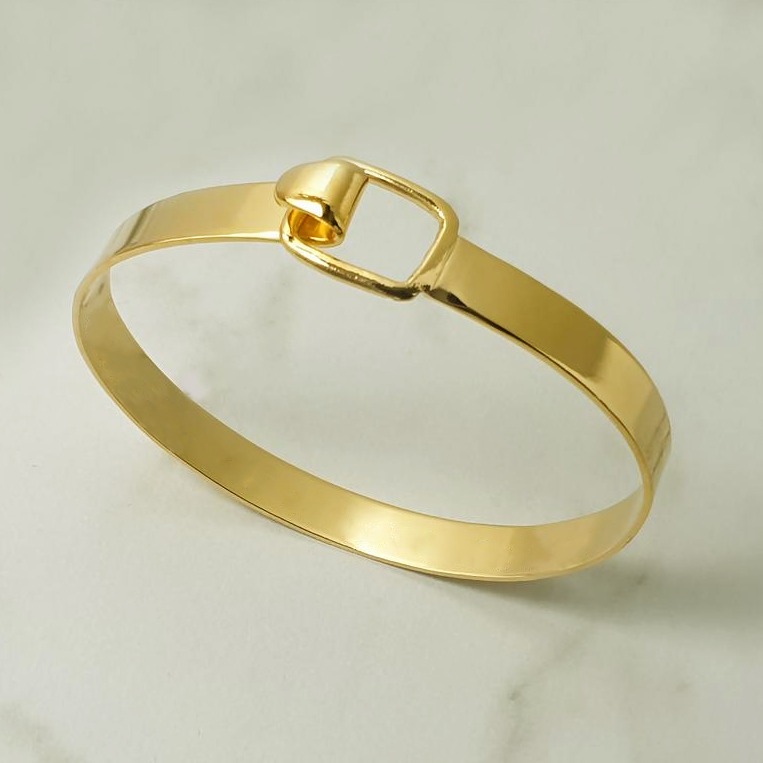 18 k hallmark real solid yellow gold women & men's bangle bracelet