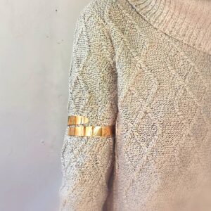 22 k real solid yellow gold adjustable big arm cuff bangle bracelet