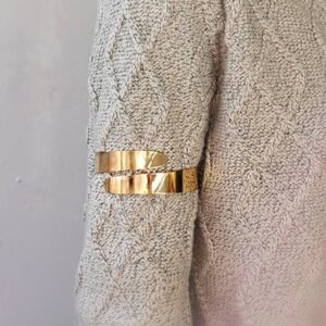 22 k real solid yellow gold adjustable big arm cuff bangle bracelet