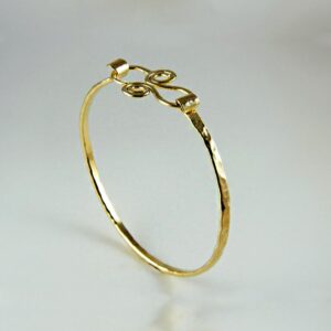 18kt real solid yellow gold handmade hammered hinge bangle bracelet
