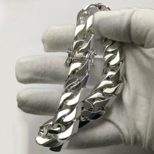 14 kt hallmark real solid white gold luxury men's bracelet 15 mm