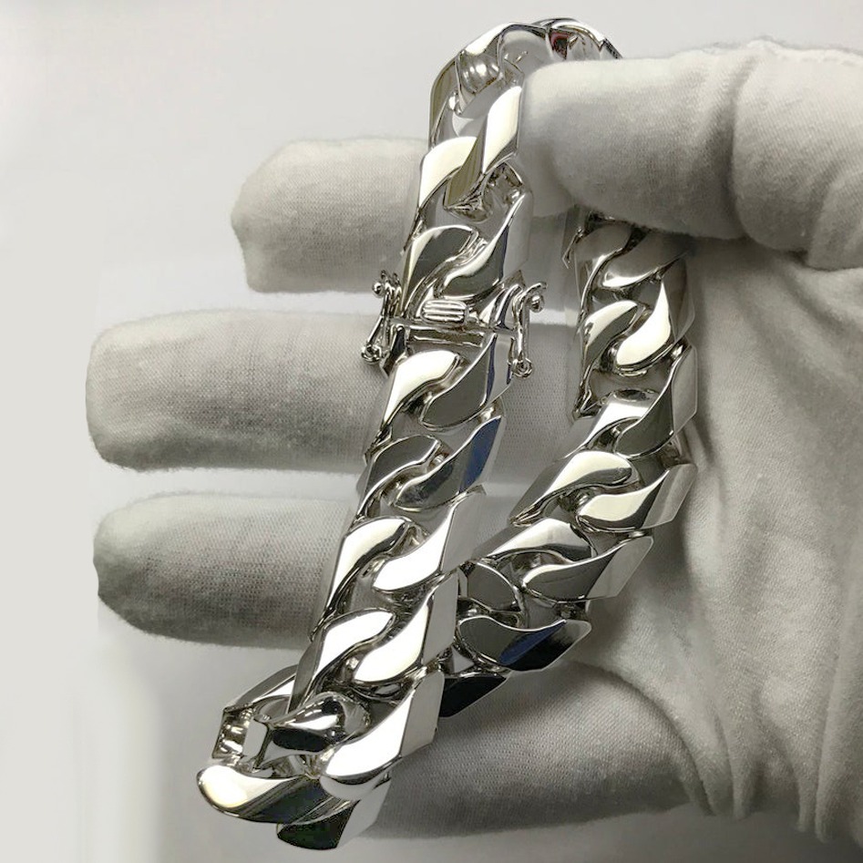 14 kt hallmark real solid white gold luxury men's bracelet 15 mm - Image 4