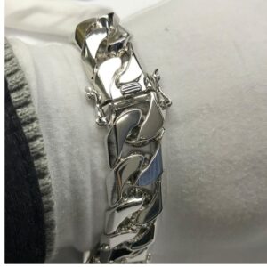 14 kt hallmark real solid white gold luxury men's bracelet 15 mm