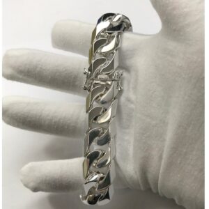 14 kt hallmark real solid white gold luxury men's bracelet 15 mm