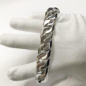 14 kt hallmark real solid white gold luxury men's bracelet 15 mm