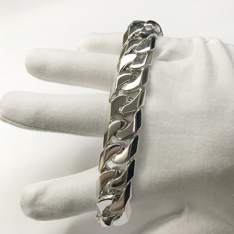 14 kt hallmark real solid white gold luxury men's bracelet 15 mm