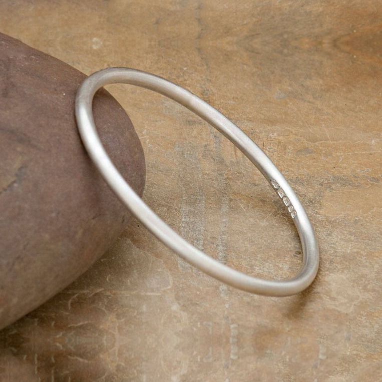 14 kt real solid white gold eden slip-on bangle bracelet wide 4 mm - Image 3