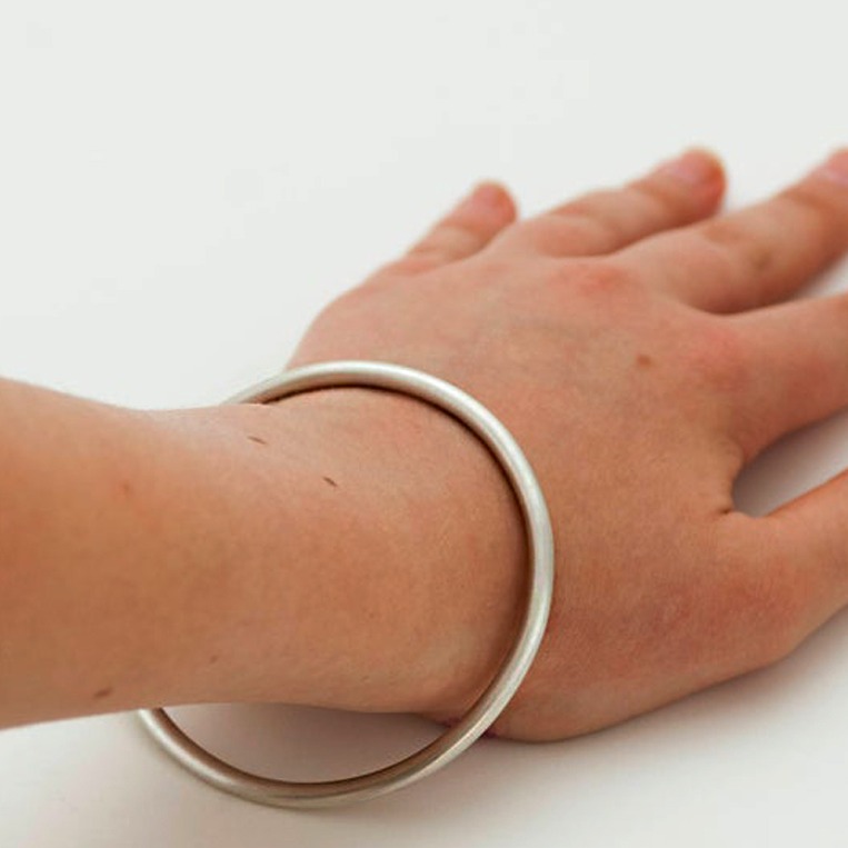14 kt real solid white gold eden slip-on bangle bracelet wide 4 mm