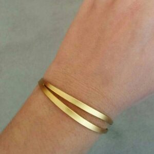 18 kt hallmark real solid yellow gold wave cuff bangle bracelet