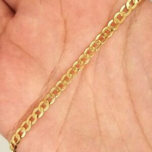 18 kt real solid yellow gold cuban link chain men's bracelet 3.5 mm