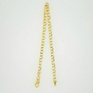 18 kt real solid yellow gold cuban link chain men's bracelet 3.5 mm