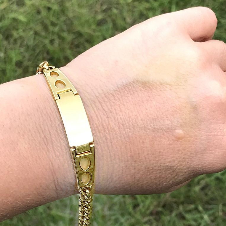 18 k hallmark real solid yellow gold foster usa link men's bracelet