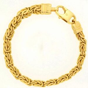 18 k hallmark real solid yellow gold byzantine chain men's bracelet