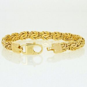 18 k hallmark real solid yellow gold byzantine chain men's bracelet