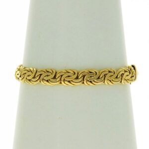 18 k hallmark real solid yellow gold byzantine chain men's bracelet