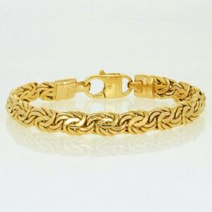 18 k hallmark real solid yellow gold byzantine chain men's bracelet