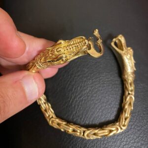 18 kt hallmark real solid yellow gold dragon chain men's bracelet
