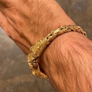 18 kt hallmark real solid yellow gold dragon chain men's bracelet