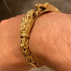 18 kt hallmark real solid yellow gold dragon chain men's bracelet