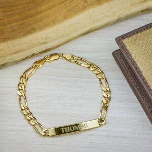 18 kt yellow gold personalized men's id engraved bracelet
