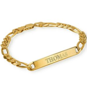 18 kt yellow gold personalized men's id engraved bracelet