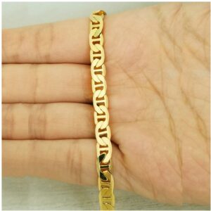 18 k hallmark real solid yellow gold stacking chain men's bracelet