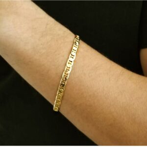 18 k hallmark real solid yellow gold stacking chain men's bracelet