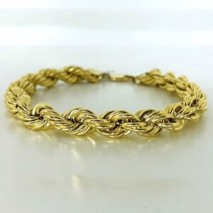 18 kt hallmark real yellow gold rope chain men's bracelet 15g