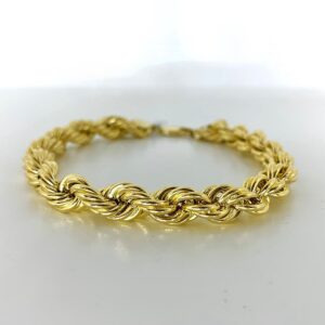 18 kt hallmark real yellow gold rope chain men's bracelet 15g