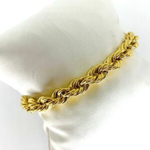 18 kt hallmark real yellow gold rope chain men's bracelet 15g