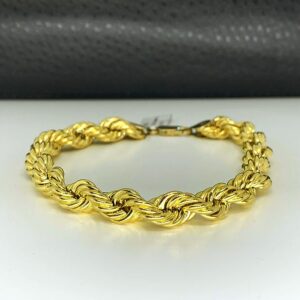 18 kt hallmark real yellow gold rope chain men's bracelet 15g