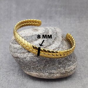 18 kt hallmark real solid yellow gold trenza unisex cuff bracelet