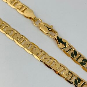 18 kt real solid yellow gold mariner link chain men's bracelet