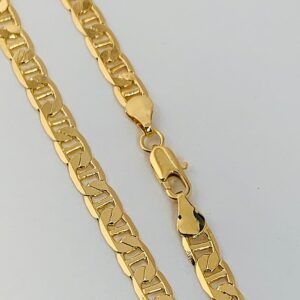 18 kt real solid yellow gold mariner link chain men's bracelet