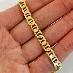 18 kt real solid yellow gold mariner link chain men's bracelet