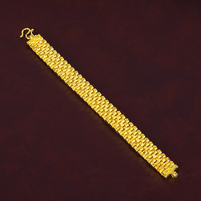 22 kt hallmark real solid yellow gold chain mesh men's bracelet - Image 5