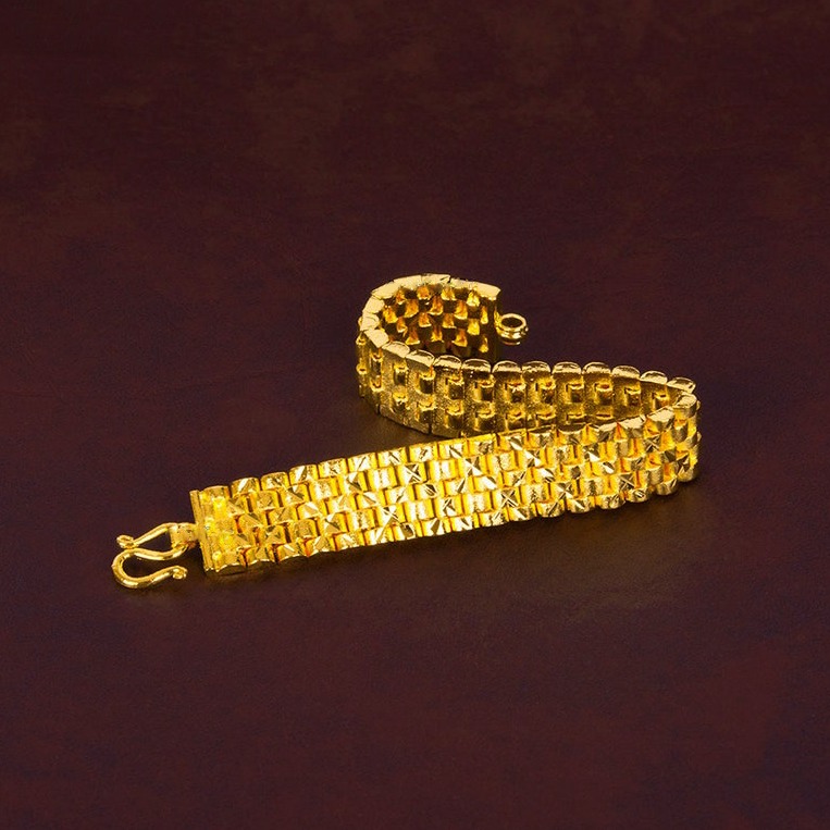 22 kt hallmark real solid yellow gold chain mesh men's bracelet - Image 4