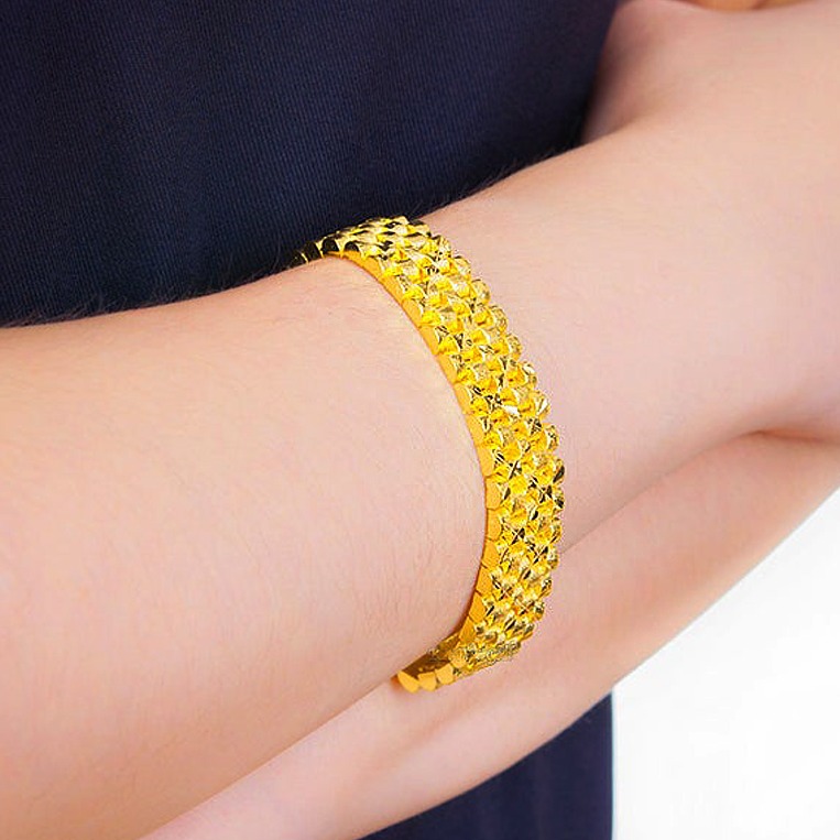 22 kt hallmark real solid yellow gold chain mesh men's bracelet - Image 3