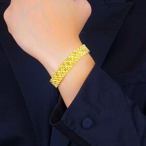 22 kt hallmark real solid yellow gold chain mesh men's bracelet