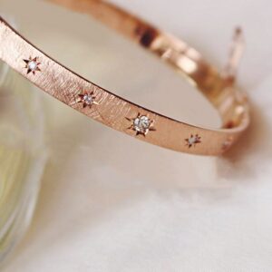14 kt hallmark rose gold wish stars matte sunburst bangle bracelet