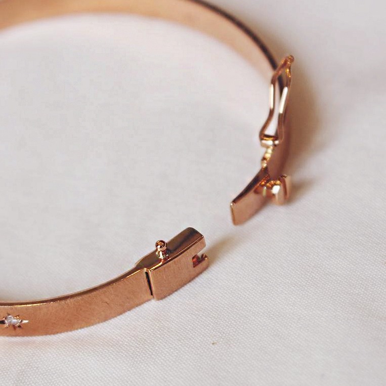 14 kt hallmark rose gold wish stars matte sunburst bangle bracelet - Image 3
