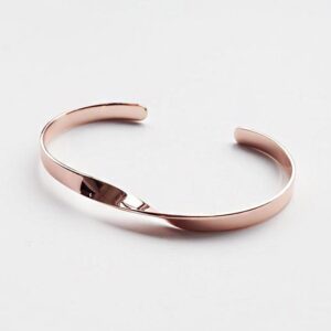 14 kt real solid rose gold ribbon twist cuff bangle bracelet