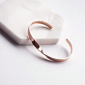 14 kt real solid rose gold ribbon twist cuff bangle bracelet