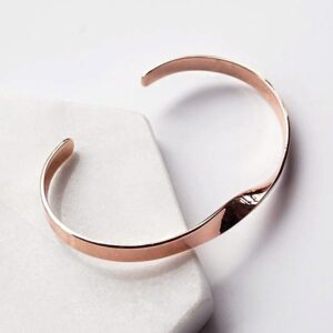 14 kt real solid rose gold ribbon twist cuff bangle bracelet